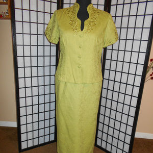 Plaza Collection Green Skirt & Jacket Size 14
